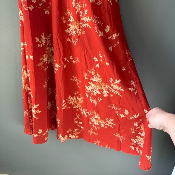 SIMPLE RETRO, size small. TALL burnt orange  STRAPPY MIDI DRESS IN DITSY FLORAL - Picture 6 of 9